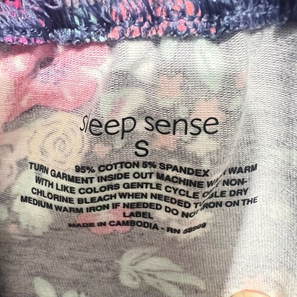 Sleep Sense Floral Pajama Set Top M Bottom S Cotton Stretch Lounge Pockets - Picture 6 of 8